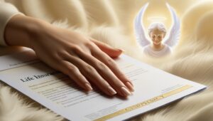 Life Insurance policy with an Angel on it